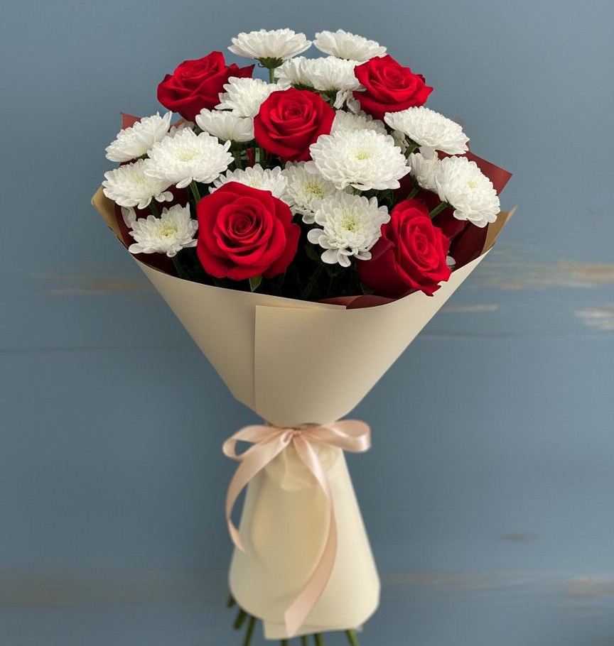 Букет цветов из: Розы и Хризантемы в Ксеньевке