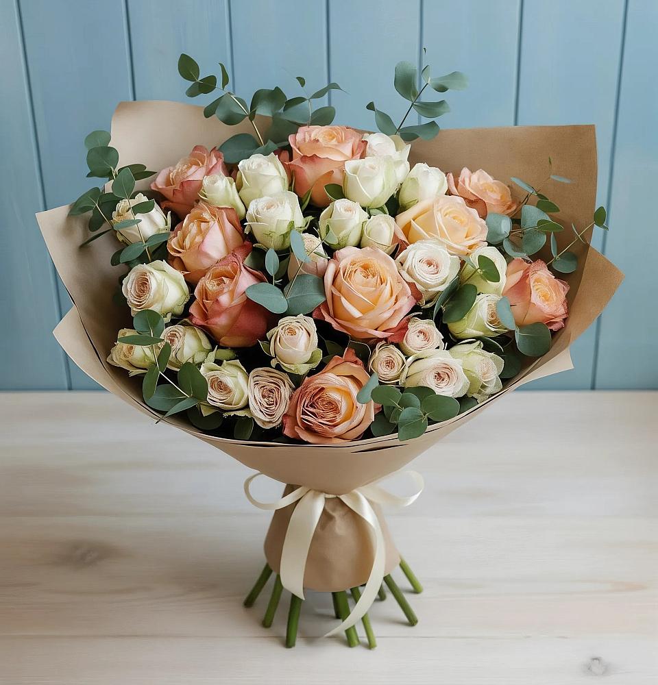 Букет цветов из: Альстромерии и Розы в Ксеньевке