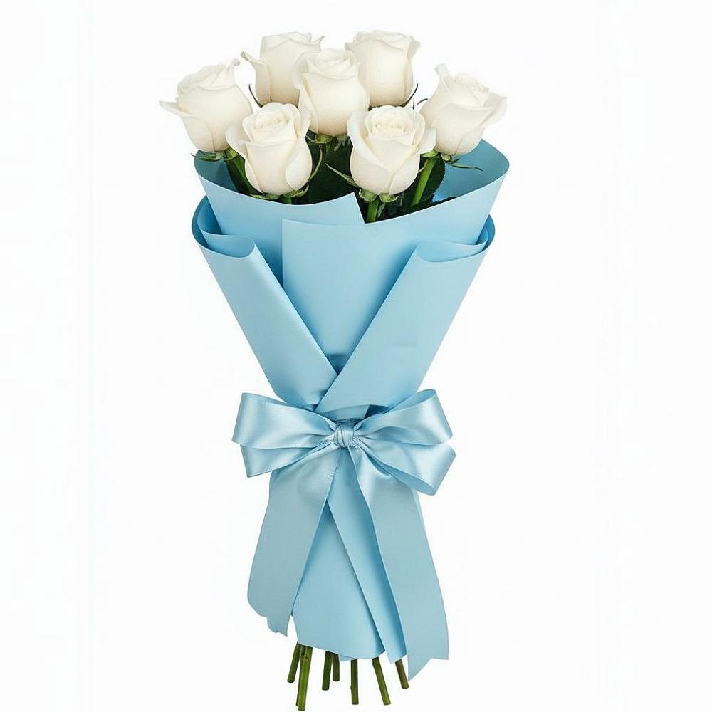 Букет 7 белых роз Проуд в Ксеньевке