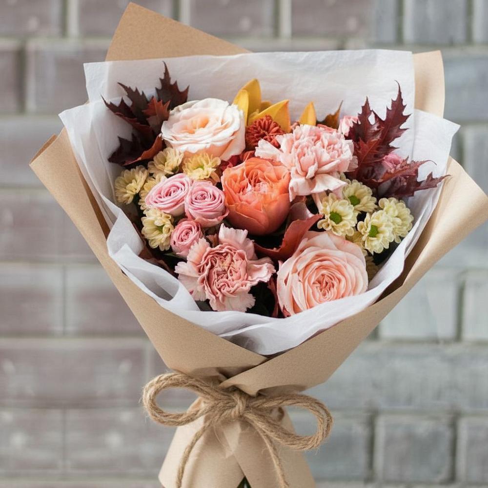 Букет цветов из: Гвоздики, Хризантемы и Розы в Ксеньевке