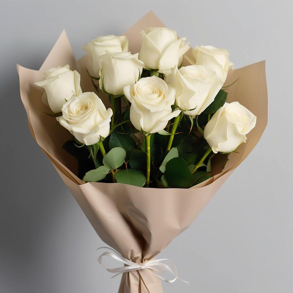 Букет 9 Белых роз Эдлесс Лав в Ксеньевке