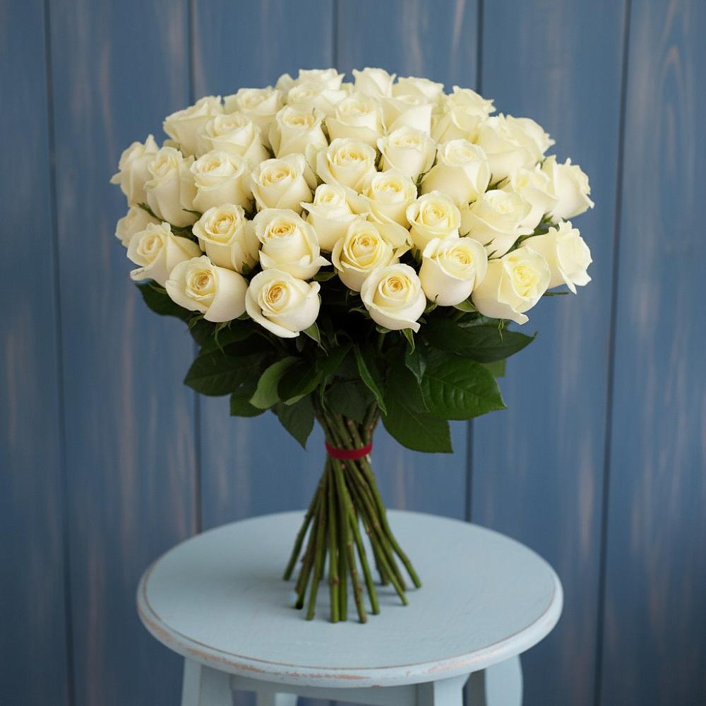 Букет 51 Белая роза Эдлесс Лав в Ксеньевке
