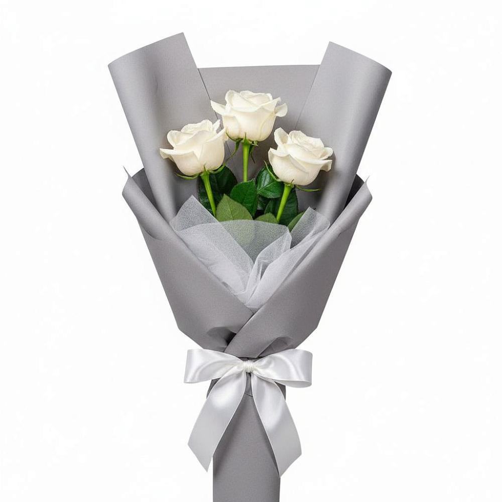 Букет 3 белые розы в Ксеньевке