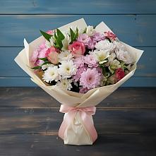 Букет цветов из:  Хризантемы, Альстромерии и Розы в Ксеньевке