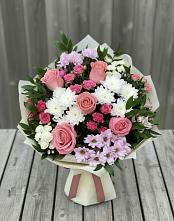 Букет цветов из:  Альстромерии, Гвоздики, Розы и Хризантемы в Ксеньевке