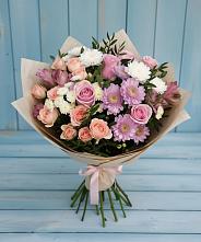 Букет цветов из:  Хризантемы, Розы и Альстромерии в Ксеньевке