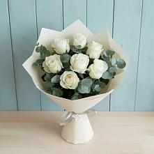 Букет Белые розы в Эвкалипте в Ксеньевке