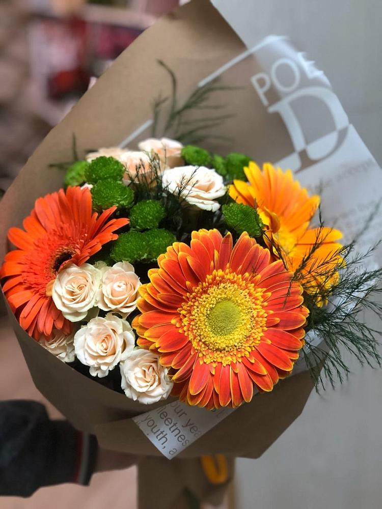 Букет цветов из: Герберы, Хризантемы и Розы в Ксеньевке